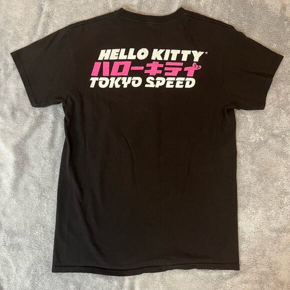 Hello Kitty Black Race Car Tokyo Drift Speed Japanese Graphic Tshirt Size Small - Picture 7 of 8